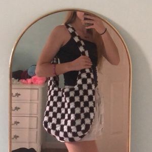 custom crochet checkered bag